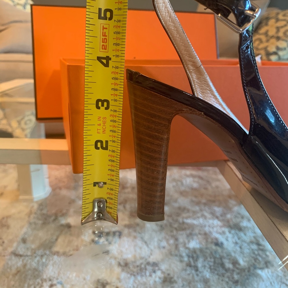 Vintage Hermès Black Patent Leather Slingback Heels~Size 37 - Picture 13 of 15